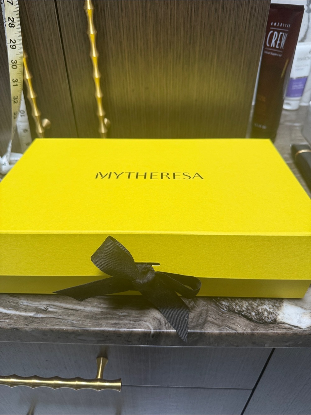 Yellow Gift Box with Black Ribbon